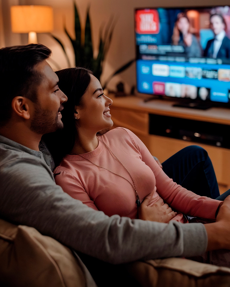 Casal assistindo filmes e séries